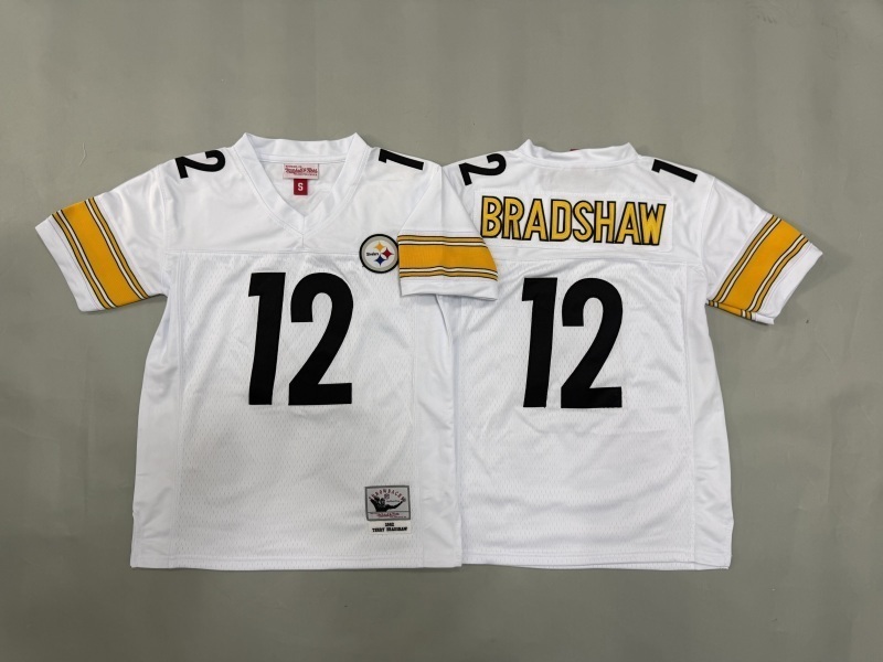 Youth Pittsburgh Steelers #12 Bradshaw White Throwback Limited Nike NFL Jersey 01->youth nfl jersey->Youth Jersey